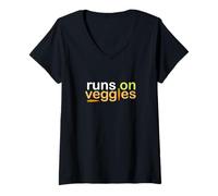 Women's Runs on Veggies -Running, Vegan, Vegetarian World Peace, Gym V-Neck T-Shirt