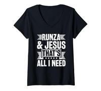 Women's Runza & Jesus - That's All I Need V-Neck T-Shirt