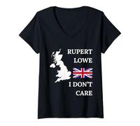 Women's Rupert Lowe I Don't Care British Pride United Kingdom Proud V-Neck T-Shirt