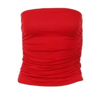 Womens Rushed Sides Stylish Front Plain Boobtube Top / Size (8-14) - £5.99 (ML - UK(12-14), Red)