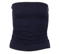 Womens Rushed Sides Stylish Front Plain Boobtube Top / Size (8-14) - £5.99 (S/M - UK(8-10), Navy)
