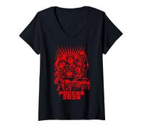 Women's Russia 2026 Soviet Era Propaganda Design V-Neck T-Shirt