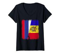 Womens Russia Moldova Half Flag Russian Moldovan Heritage V-Neck T-Shirt