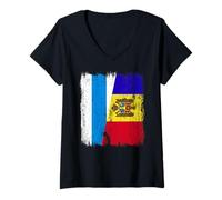 Womens Russia Opposition Moldova Half Flag V-Neck T-Shirt