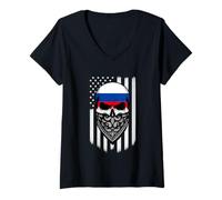 Women's Russia Skull Bandana V-Neck T-Shirt