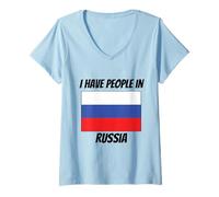 Womens Russian Flag I Have People in Russia V-Neck T-Shirt