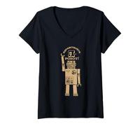 Women's Russian Robot Cyrillic Retro Soviet Futurism Technology V-Neck T-Shirt