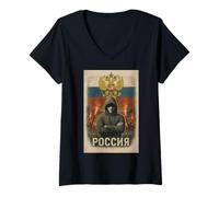 Womens Russian Ultras Poccnr Flag Men's T-Shirt V-Neck T-Shirt