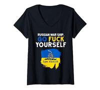 Womens Russian Warship Go F Yourself V-Neck T-Shirt