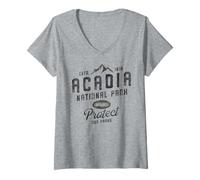 Womens Rustic Acadia National Park Maine 1919 V-Neck T-Shirt