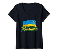 Womens Rwandan Flag of Rwanda African Patriotic Men Women Kids V-Neck T-Shirt