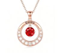 Women's S925 Silver Birthstone Name Necklace， Customizable Necklace Featuring Birthstones for January-December, Personalized Name/Color and Material Options, Women's Valentine's Day Gift(Rose Gold)