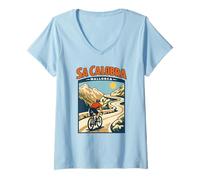 Women's Sa Calobra Mallorca Cycling Climb Majorca Cyclist V-Neck T-Shirt
