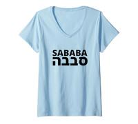 Womens Sababa - Authentic Hebrew Israeli Word Art - Jewish Pride V-Neck T-Shirt