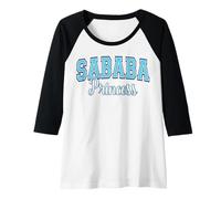 Womens Sababa Princess Hebrew Slang Cool Varsity Blue Letters Raglan Baseball Tee