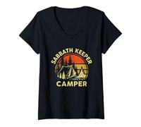 Women's Sabbath Keeper Camper Camping Sabbath Seventh Day Adventist V-Neck T-Shirt
