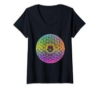 Womens Sacred Geometry Mandala Chakra Alignment Through Ps chedelic V-Neck T-Shirt