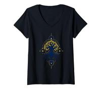 Women's Sacred Geometry Rooted Tree Symbol Design V-Neck T-Shirt