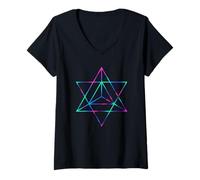 Women's Sacred Geometry Star Tetrahedron Merkaba V-Neck T-Shirt