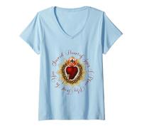 Womens Sacred Heart of Jesus, I Trust in You Catholic Christian V-Neck T-Shirt