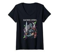 Women's Sacred Steel Spartan Warrior Art Retro Gladiator Armor Urban V-Neck T-Shirt