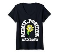 Womens Sad Boyz Mente Positiva V-Neck T-Shirt