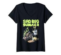 Women's Sad Bug Summer Funny Insect Lover Funeral Bugs Entomology V-Neck T-Shirt