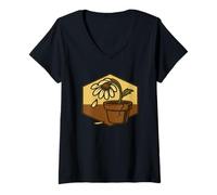 Womens Sad Flower in Broken Pot Grunge Aesthetic Retro Vibes V-Neck T-Shirt