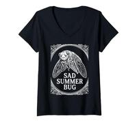Women's Sad Summer Bug Vintage Mosquito Insect Cicada Entomology V-Neck T-Shirt