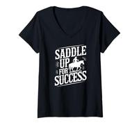 Womens Saddle Up for Success Horse Trainer Equestrian Coach V-Neck T-Shirt