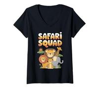 Womens Safari Squad Funny Cute Wildlife Animal Art V-Neck T-Shirt