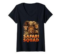 Womens Safari Squad Wildlife African Animal Family Team Trip Zoo V-Neck T-Shirt