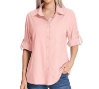 Womens Safari Sun Shirts UPF 50+ UV Sun Protection Long Sleeve Outdoor Quick Dry Fishing Hiking Gardening Shirts, Z- Pink, XS
