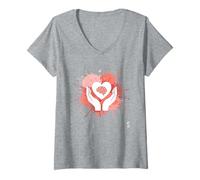 Women's Safe Space Mental Health Awareness Heart Brain S V-Neck T-Shirt