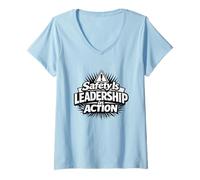 Women's Safety is Leadership in Action | Workplace Safety Gift Idea V-Neck T-Shirt