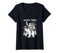 Womens Safety Third Funny Sarcastic Christmas Safety Third V-Neck T-Shirt