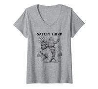 Womens Safety Third Funny Sarcastic Christmas Safety Third V-Neck T-Shirt