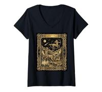 Women's Sagittarius Zodiac Horoscope Tarot Card Style V-Neck T-Shirt