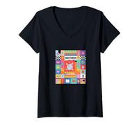 Womens Sagittarius Zodiac Sign Bauhaus Style - Modern Astrology Art V-Neck T-Shirt