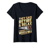 Womens Said Retire I Chose Wood Carpentry Wood Working Woodworker V-Neck T-Shirt