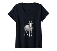 Women's Saiga Antelope Steppe Wildlife Lover V-Neck T-Shirt