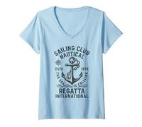 Womens Sailing Club Nautica The Sea Is Calling Regatta Internationa V-Neck T-Shirt