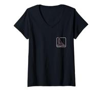 Womens Sailing Logo Symbol Square Sailboat Ship Captain Crew Logo V-Neck T-Shirt