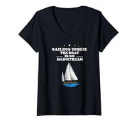 Womens Sailing Outside The Boat is The Ultimate Sea Adventure V-Neck T-Shirt
