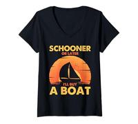 Women's Sailing Schooner Later Buy a Boat Nautical Humor Quote V-Neck T-Shirt