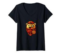 Women's Sailor Anchor Retro - Maritime Polar Bear Sailing V-Neck T-Shirt