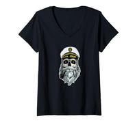 Women's Sailor Captain Skull V-Neck T-Shirt