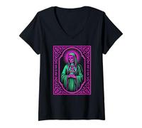 Womens Saint Death Santa Muerte Folk Prayer Design V-Neck T-Shirt