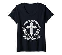 Womens Saint John Newman Catholic Prayer V-Neck T-Shirt