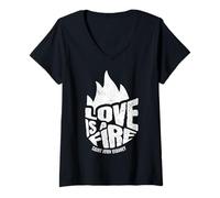 Womens Saint John Vianney Love a Fire Cure d Ars Catholic V-Neck T-Shirt